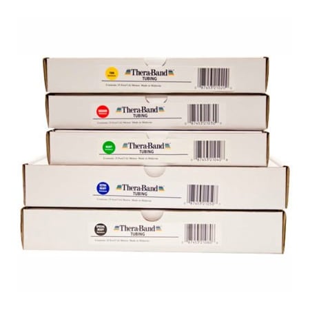 Fabrication Enterprises Thera-Band Latex Exercise Tubing, 25' Roll/Box, 5 Color Set 10-1068